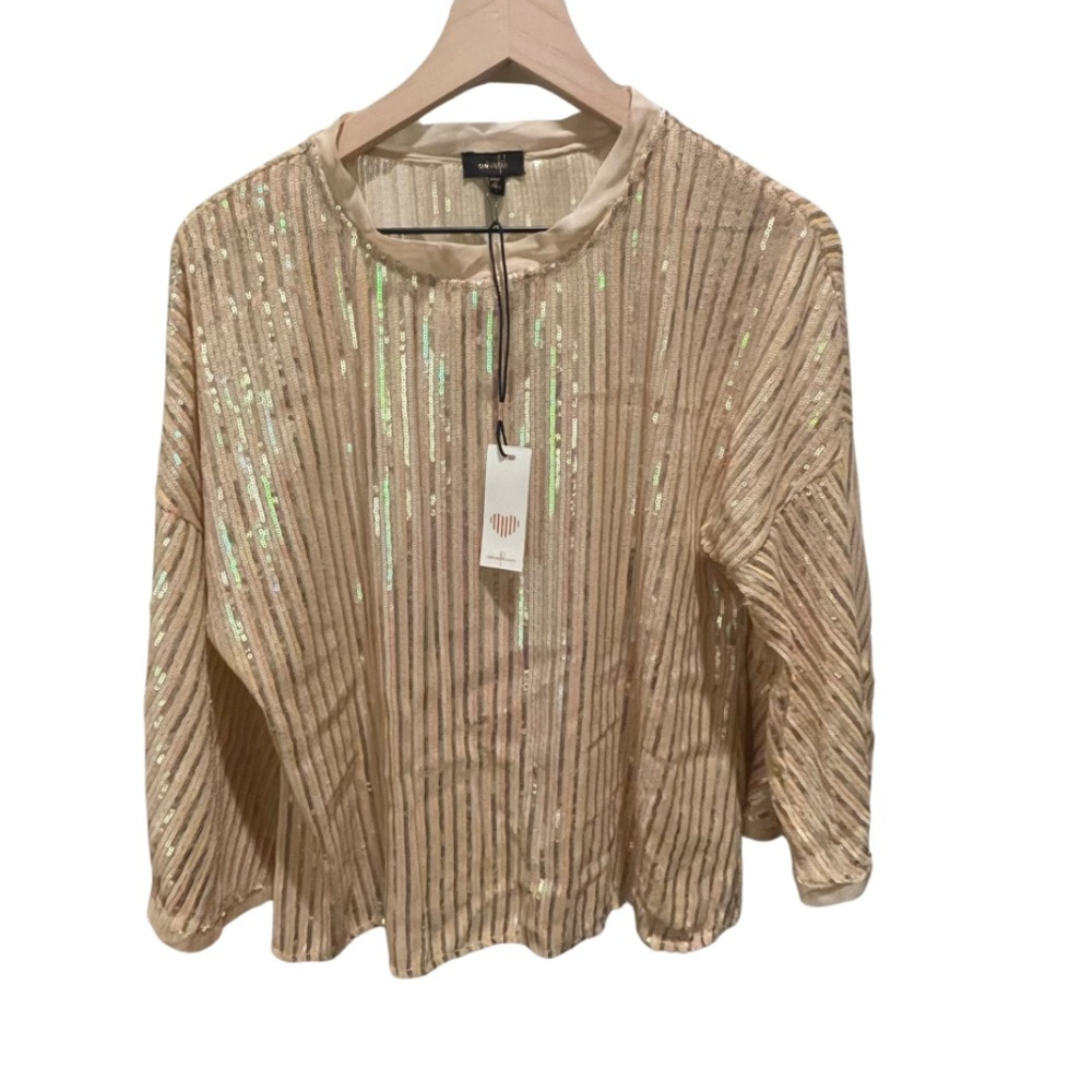 NWT Gold Sequin Blouse by Ontwelfth